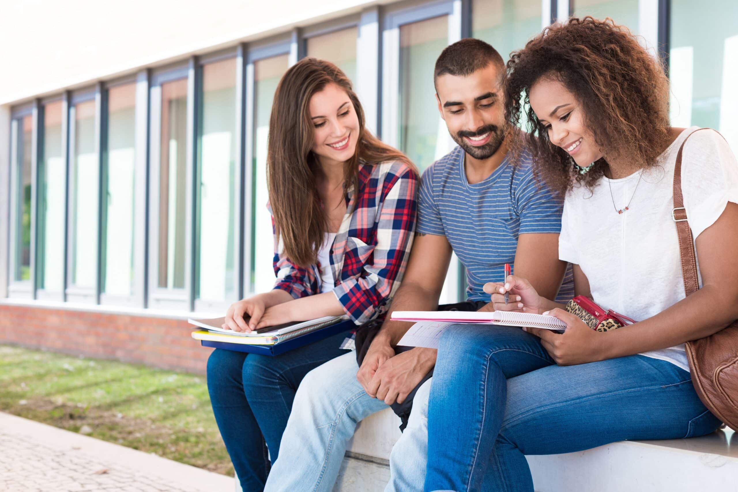 Multi-Ethnic group of students in School Campus. universal design