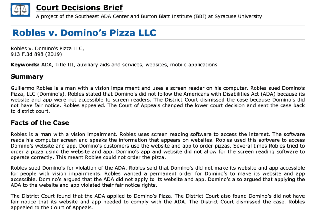 Domino's and the Web are Failing the Disabled