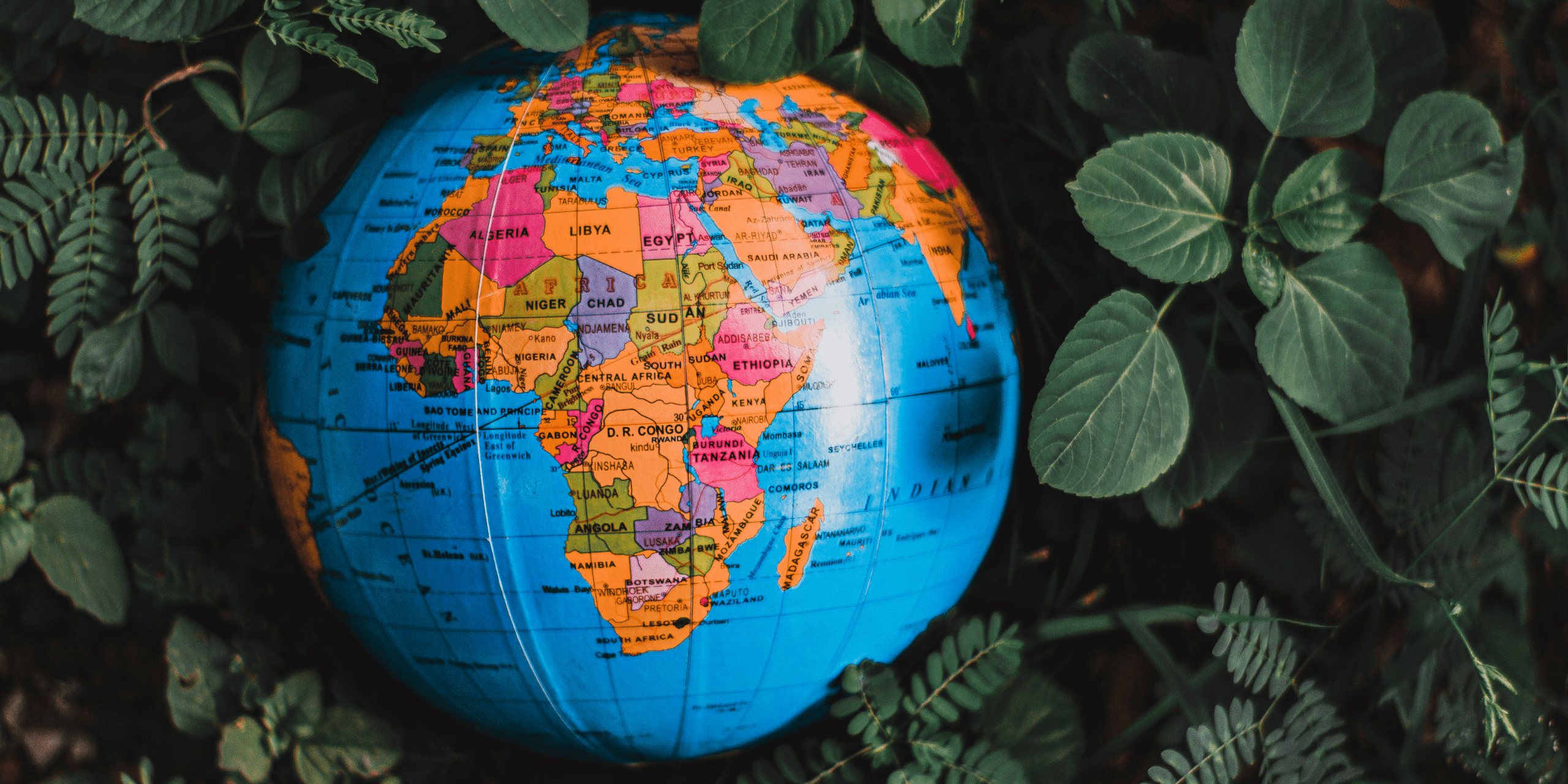 Globe surrounded by plants